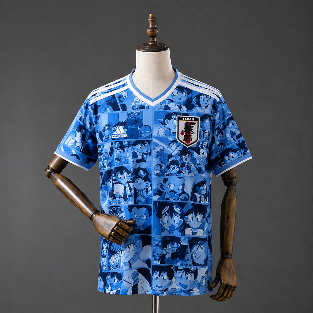Camiseta Japón Edición Especial Super Campeones Manga Azul Adultos