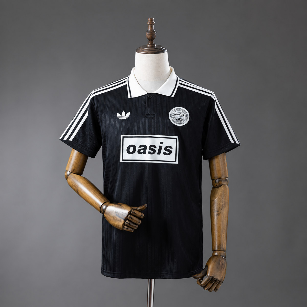 Camiseta Oasis Band Jacquard Striped Black Manga Corta Adultos