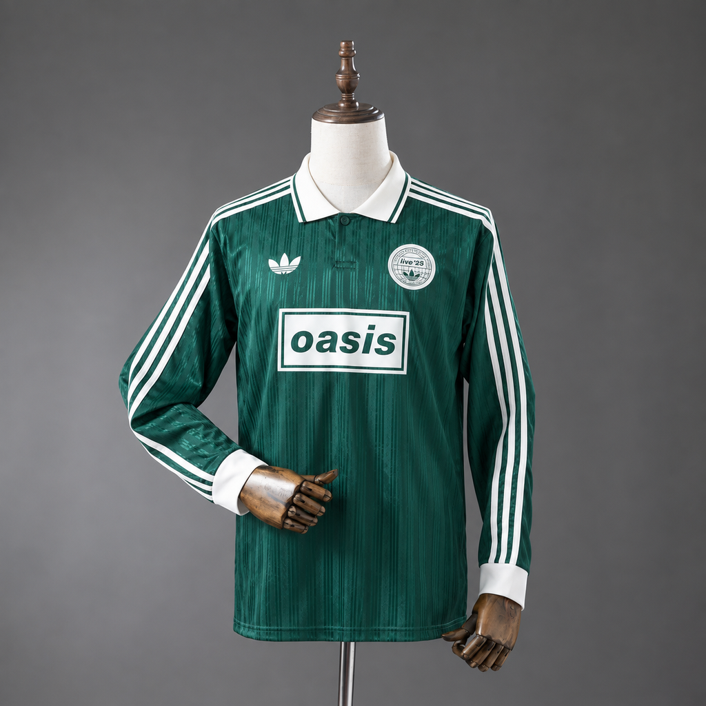 Camiseta Oasis Band Jacquard Striped Green Manga Larga Adultos