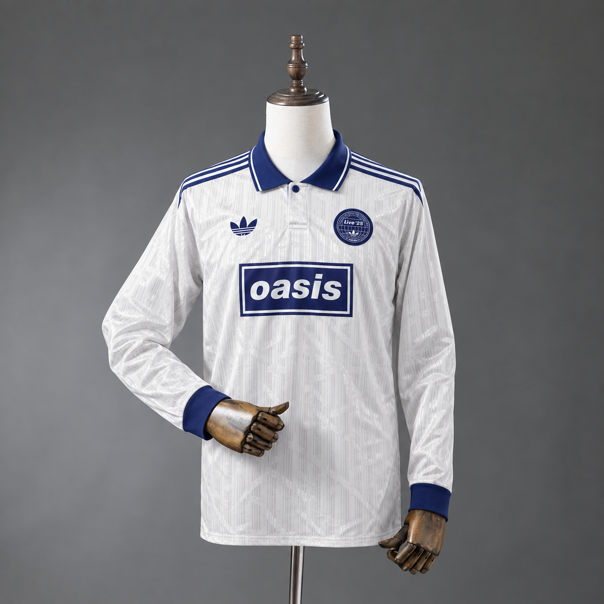Camiseta Oasis Band Jacquard Striped White Manga Larga Adultos