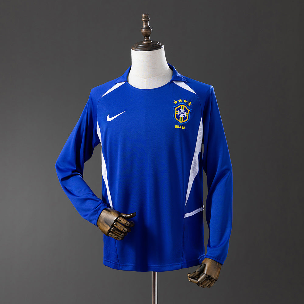 Camiseta Brasil Visitante 2002 Manga Larga Adultos