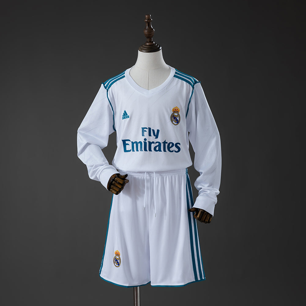 Camiseta + Short Real Madrid Local 2017/18 Manga Larga Niños