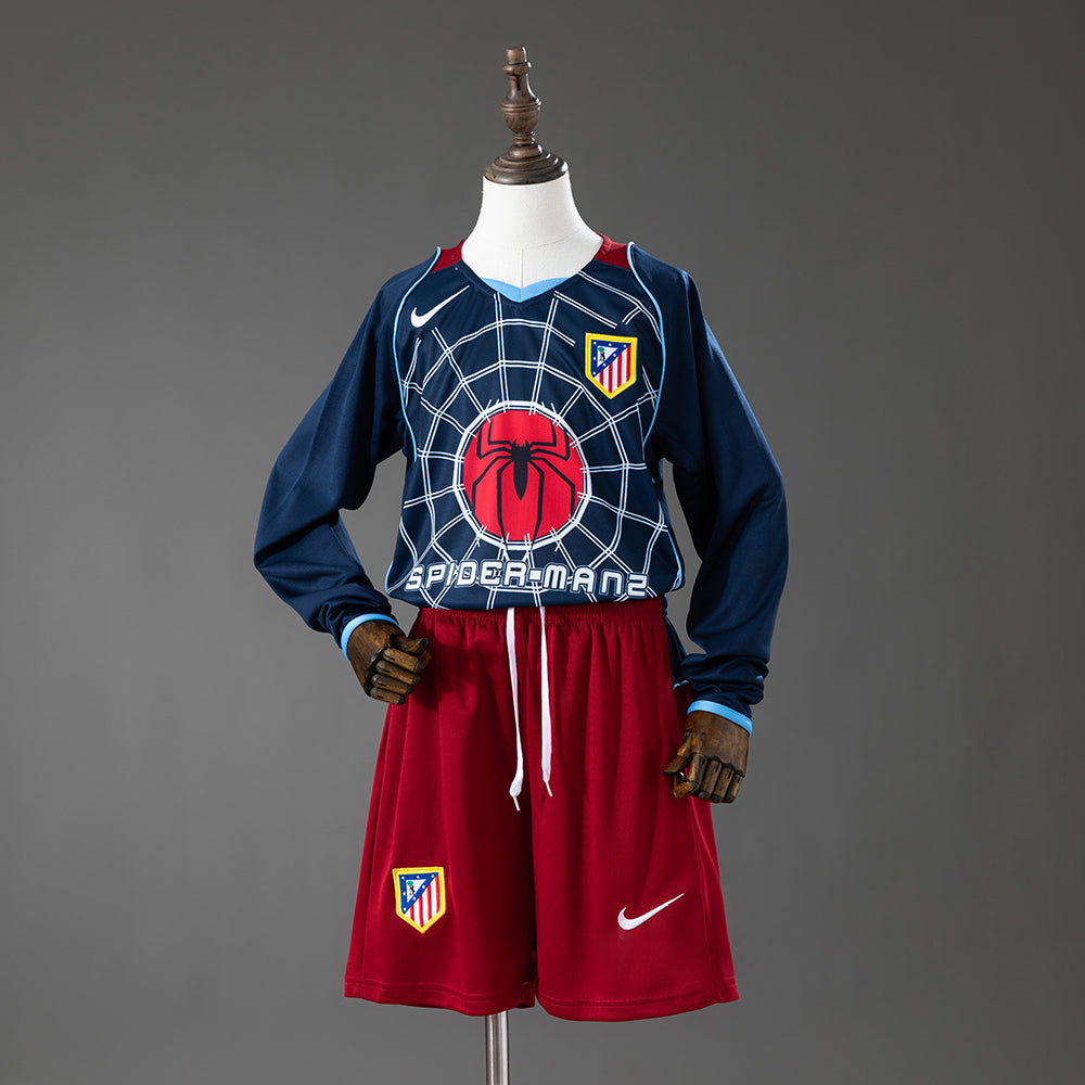 Camiseta + Short Atletico de Madrid Visitante SpiderMan Manga Larga 2004/05 Niños
