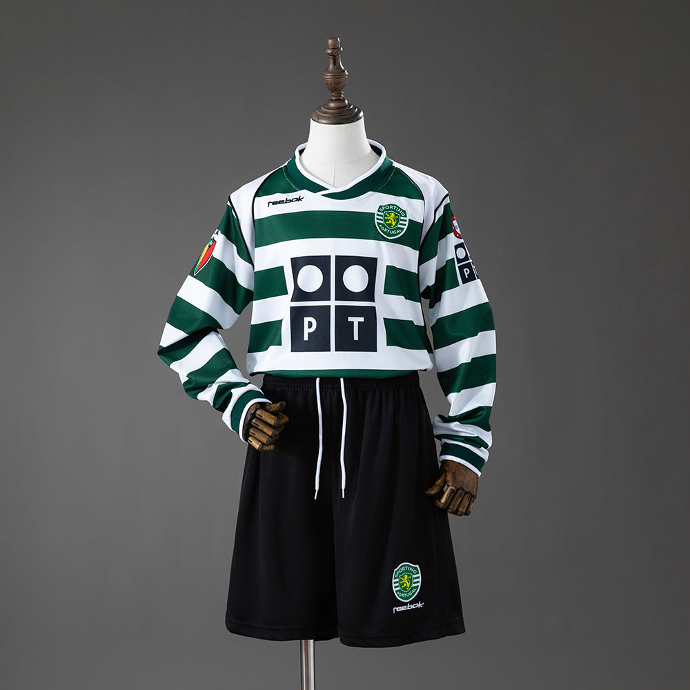 Camiseta + Short Sporting de Lisboa Local Manga Larga 2001/03 Niños